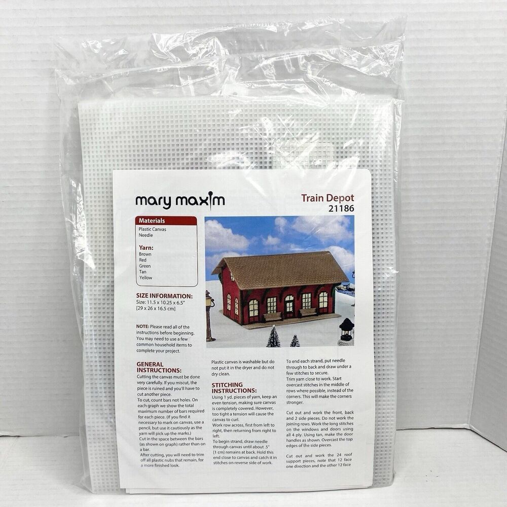 Mary Maxim 21186 Train Depot Plastic Canvas Needlepoint Kit Christmas Holiday